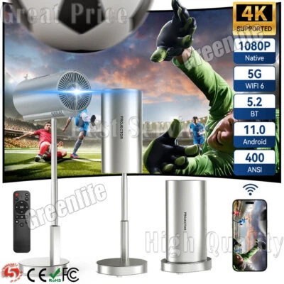 Beamer 4K 1080P Full HD Unterstützt, Mini Projektor Android 11.0 Wifi 6 dehnbar - Bild 1 von 4
