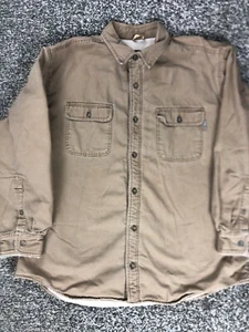 Mens XL Woolrich Buckskin Button Fleece Lined Cotton Canvas khaki Jacket - Picture 1 of 13