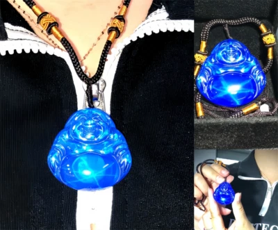 Top Quality Blue Star Sapphire Happy Buddha Pendant Lab-Created AAAA+ Loose Gems - Image 1 of 4