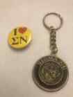 Sigma Nu Medallion Key Chain Ring w/ Button NOS VINTAGE RETIRED 