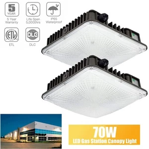70W Outdoor Gas Station Carport LED Canopy Light 10.2"x 10.2" Waterproof IP65 - Picture 1 of 11