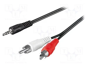 Kabel 5m RCA-Stecker x2,Jack 3,5mm 3pin stecker schwarz 51651 o- und Videokabe - Bild 1 von 1