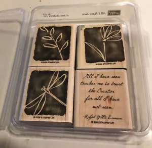 Stampin Up Dragonfly Rubber Stamp Set Flower All I Have Seen Emerson Quote 4 - Picture 1 of 4
