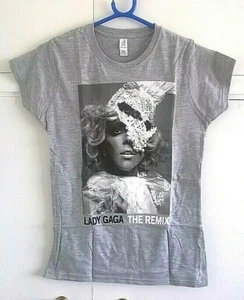 LADY GAGA - THE REMIX 2 - OFFICIAL T-SHIRT - LADIES SHINNY FIT - SIZE S UK 8 -10 - Picture 1 of 4