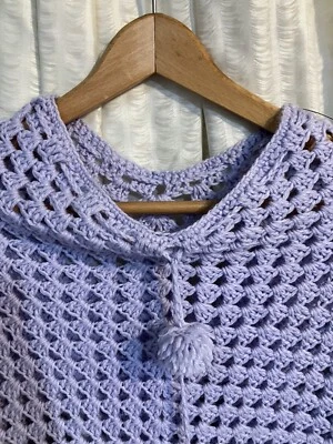 Handmade Crochet Sweater Shaw Girls Sz 8 Lavender - Image 1 of 4