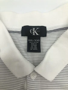 Calvin Klein Mens Polo Golf Short Sleeve Shirt Size XXL 100% Cotton White/Grey - Picture 1 of 8