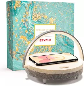 Gift for Her, Music Table Lamp with Wireless Charger, 4 in 1 Touch Bedside Lamp, - Picture 1 of 12