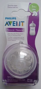 Philips Avent Natural Slow Flow Bottle Nipples 2‑Pack – 1 Month+ Baby Supplies - Picture 1 of 3
