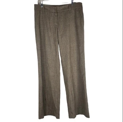 TRINA TURK Women Wide Leg Dress Pants Wool Blend Lined Brown Size 10 Made In USA - Image 1 of 4