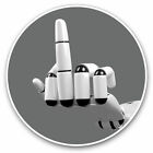 2 x Vinyl Stickers 20cm - Rude Middle Finger Robot Office Joke Cool Gift #12322