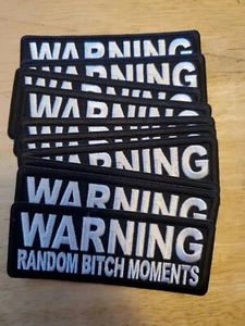 LADIES "RANDOM B!TCH MOMENTS" PATRIOTIC BIKER PATCH NEW NICE - Picture 1 of 2
