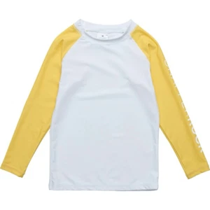 SNAPPER ROCK White Yellow Sleeve Sustainable LS Rash Top size 10 - Picture 1 of 6