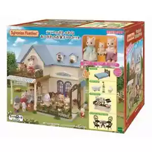 Elegante casa Sylvanian Families techo azul con terraza época Calico Critters - Imagen 1 de 4