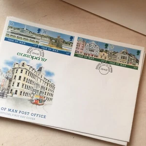 ISLE OF MAN FDC FIRST DAY COVER 1987 EUROPA ‘87 Manx Buildings Unaddressed WCP - Picture 1 of 3