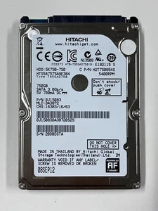 HITACHI 750GB HDD 2.5" 7200RPM SATA 3Gb/s 16MB Cache 7K750-750 #6TA - Picture 1 of 4