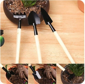 1Set Mini Small Shovel Rake Spade Wood Handle Metal Head Kids Tool - Picture 1 of 14