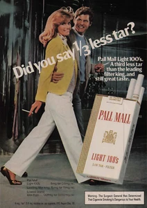 1982 Vintage Print Ad Pall Mall Did you say 1/3 less tar Man Woman Walking Smile - Bild 1 von 2
