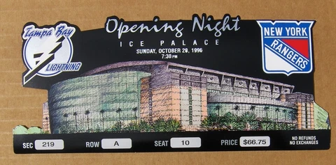 TAMPA BAY LIGHTNING ICE Palace 1996 Opening Game Program  2 Autographed Tickets Cover