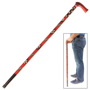Handcrafted Natural Eucalyptus Wood Tribal Wars Walking Stick Cane Etched 35.50' - Picture 1 of 6