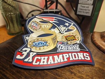 2005 年 NFL 新英格兰爱国者队超级碗 3X 冠军 6 英寸汽车磁铁编号 36/38/39 — 第 1/4 张图片