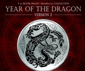 2024 - YEAR OF THE DRAGON v2 - 1oz .999 Silver Shiel Minimintage Proof IN STOCK - Picture 1 of 5