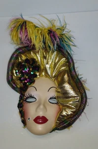 Fancy Faces New Orleans Mardi Gras Decorative Wall Mask Artist Signed 8798 Renee - Picture 1 of 23