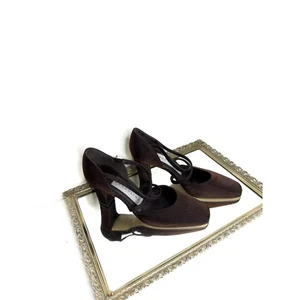 Vintage Made in Spain Bandolino Woman’s Brown Strappy Heels size 7.5 - Picture 1 of 10