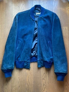 Schott Suede Leather Blouson Navy 42 Vintage Made in USA - Picture 1 of 10