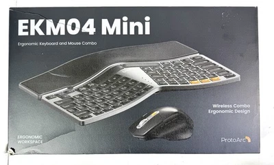New- ProtoArc Bluetooth Ergonomic Keyboard Mouse, EKM04 Wireless (Black) - Image 1 of 4