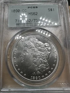 1890-CC $1 Morgan Silver Dollar PCGS MS62 BU Coin  Luster OGH UNDERGRADED - Picture 1 of 7