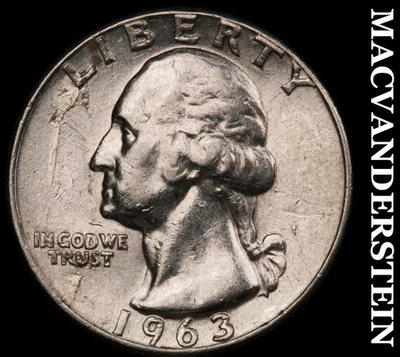 1963 Silver Washington Quarter - Scarce  Better Date  No Reserve  #F8186 - Image 1 of 2