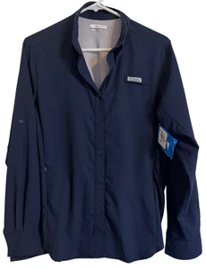 Columbia Shadowcaster Zero LS Shirt Damen XL marineblau Omni-Ton neu mit Etikett $ 90 Fisch - Bild 1 von 9
