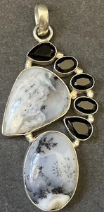 Dendrite Opal Pendant Handmade Pendant Silver 926 Jewelry Pendant - Picture 1 of 5