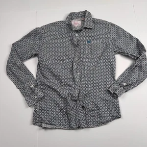 Panhandle Hemd Herren mittelblau schwarz geometrisch Western Button Down Baumwolle - Bild 1 von 11