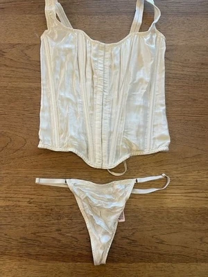Victoria's Secret Ivory SMALL DD Very Sexy Classic Silk Corset Set Lingerie - Image 1 of 2