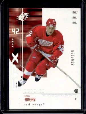 2002-03 SPx Sean Avery #635/999 Red Wings - Image 1 of 2