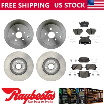 For 2005-2006 Toyota Corolla Front Rear Brake Rotors & Ceramic Brake Pads - Imagem 1 de 4