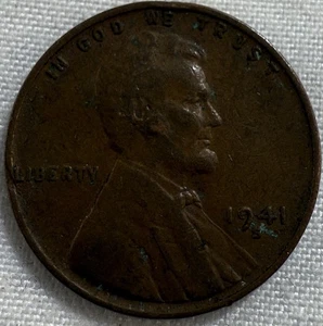 1941S Lincoln Wheat Cent Strike Through Mint Error - Middle Reverse - Picture 1 of 3