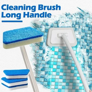 Bathroom Sponge Cleaning Brush Multi-Functional Tool Long Handle Removable New - Picture 1 of 20