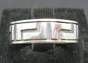 Genuine Plain Sterling Silver Ring Hallmarked Solid Band 925 Meander Handmade - Picture 1 of 6