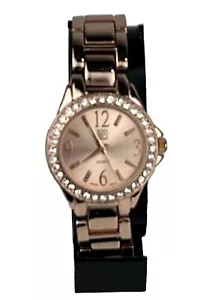 NY & Co Reloj Mujer Tono Oro Rosa Bisel Cristal y Esfera Pulsera Batería Nueva - Imagen 1 de 5