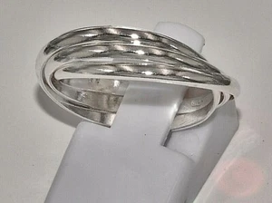 Sterling Silber 925 Dreifachring Dreierring beweglich 3 Ringe Wickelring 3x2 mm - Bild 1 von 12
