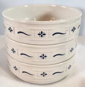 Longaberger Gewebt Traditionen Keramik Blau Stapelbar Schüsseln 6" Suppe Müsli USA ~ (3) - Bild 1 von 12