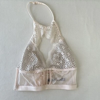 Victoria Secret Sz S Very Sexy Lace Bralette Keyhole Halter High Neck Blush - Image 1 of 4