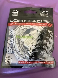 LOCK LACES white The Original Elastic No Tie Laces One Size Water Resistant - Picture 1 of 3