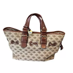 Dooney & Bourke Tan Monogram Tote Cloth and Leather - Imagen 1 de 16