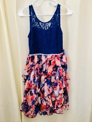 Girls Size 16 Emily West NWT Blue Sleeveless  special Occasion Dress Rhinestones - Image 1 of 4