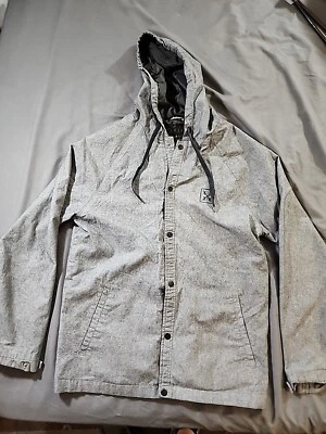 Chaqueta con capucha a presión de mezclilla negra Krew de manga larga para hombre talla mediana Foto 1 de 4