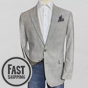 STAFFORD Mens Blazer 42R WOOL Gray Sport Coat Two Button Suit Jacket Plaid - Picture 1 of 11