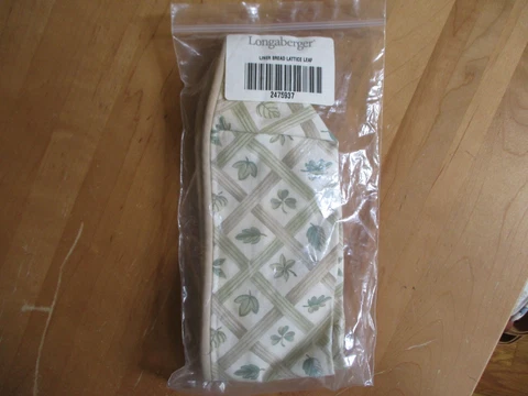 Longaberger BREAD Basket Liner - LATTICE LEAF Sage - New Cover